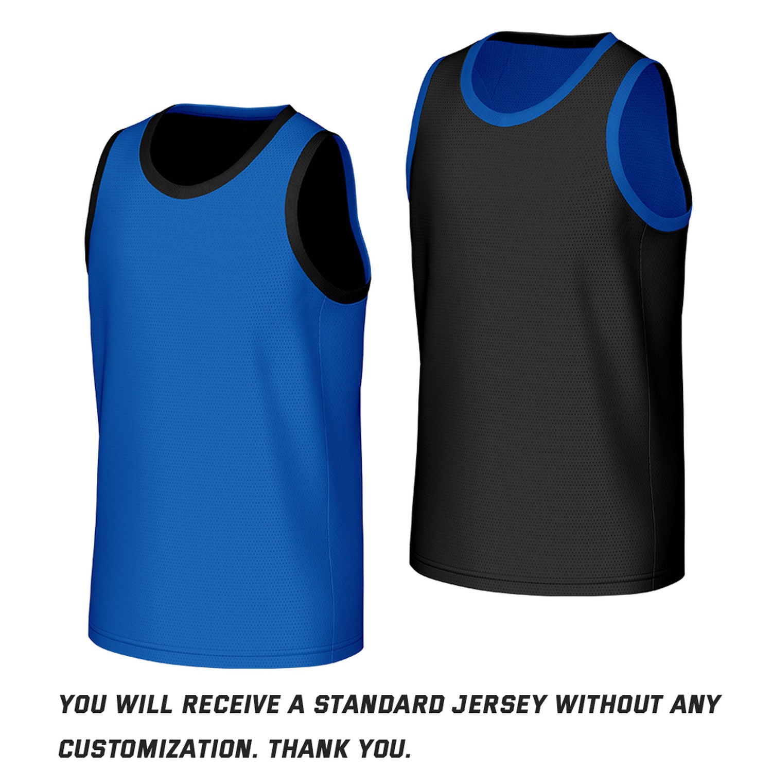 Custom Classic Double Trim Reversible Basketball Jersey Black & Blue Mesh Team Uniform for Adult Youth
