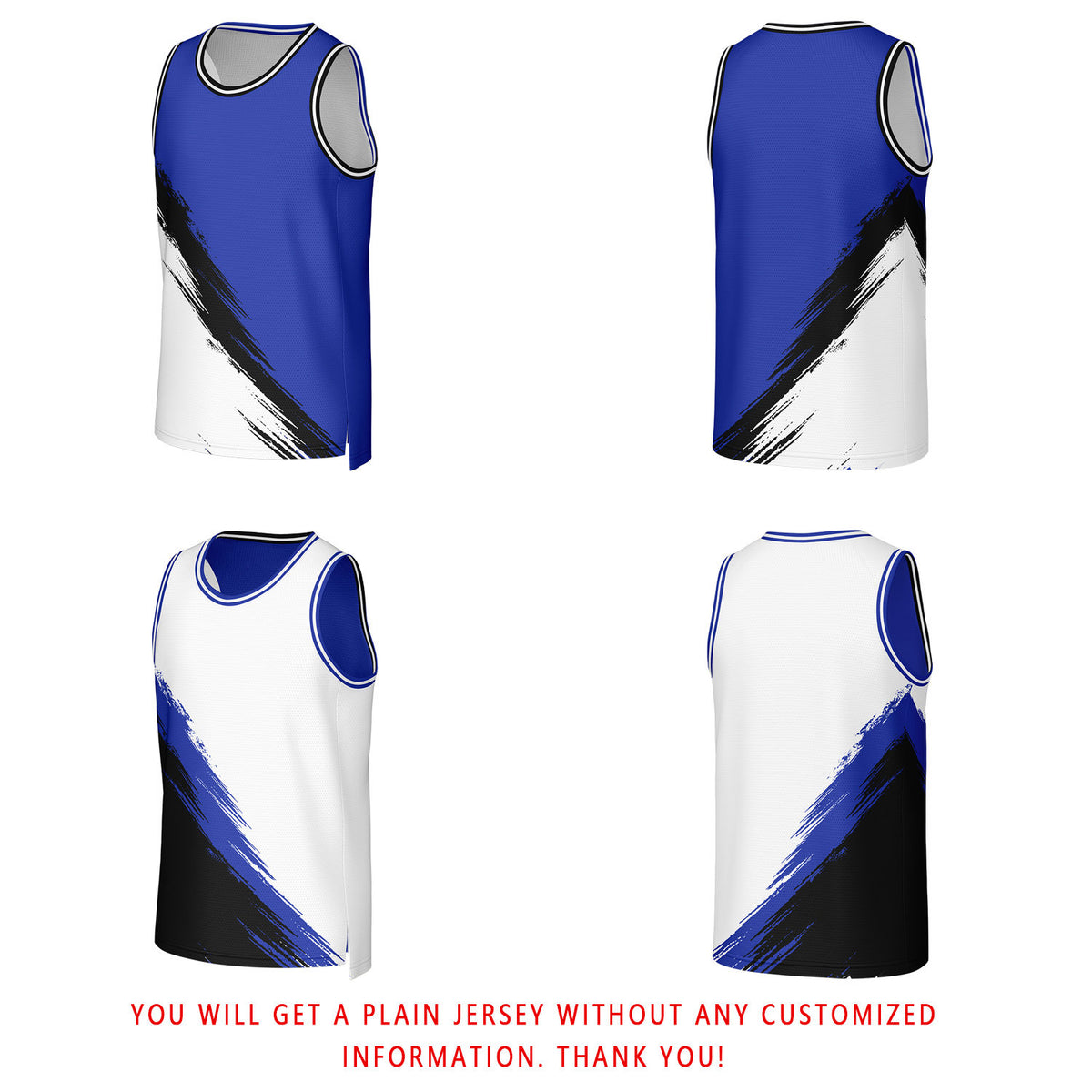Custom Blue & White Brush Stroke Reversible Basketball Jersey | Personalized Team Uniforms for Adult & Youth