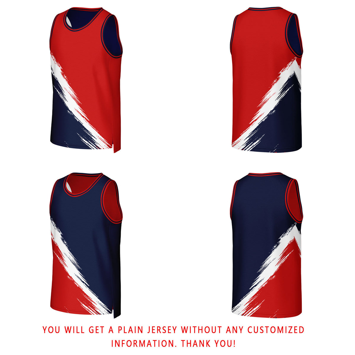 Custom Red & Navy Brush Stroke Reversible Basketball Jersey | Personalized Team Uniforms for Adult & Youth