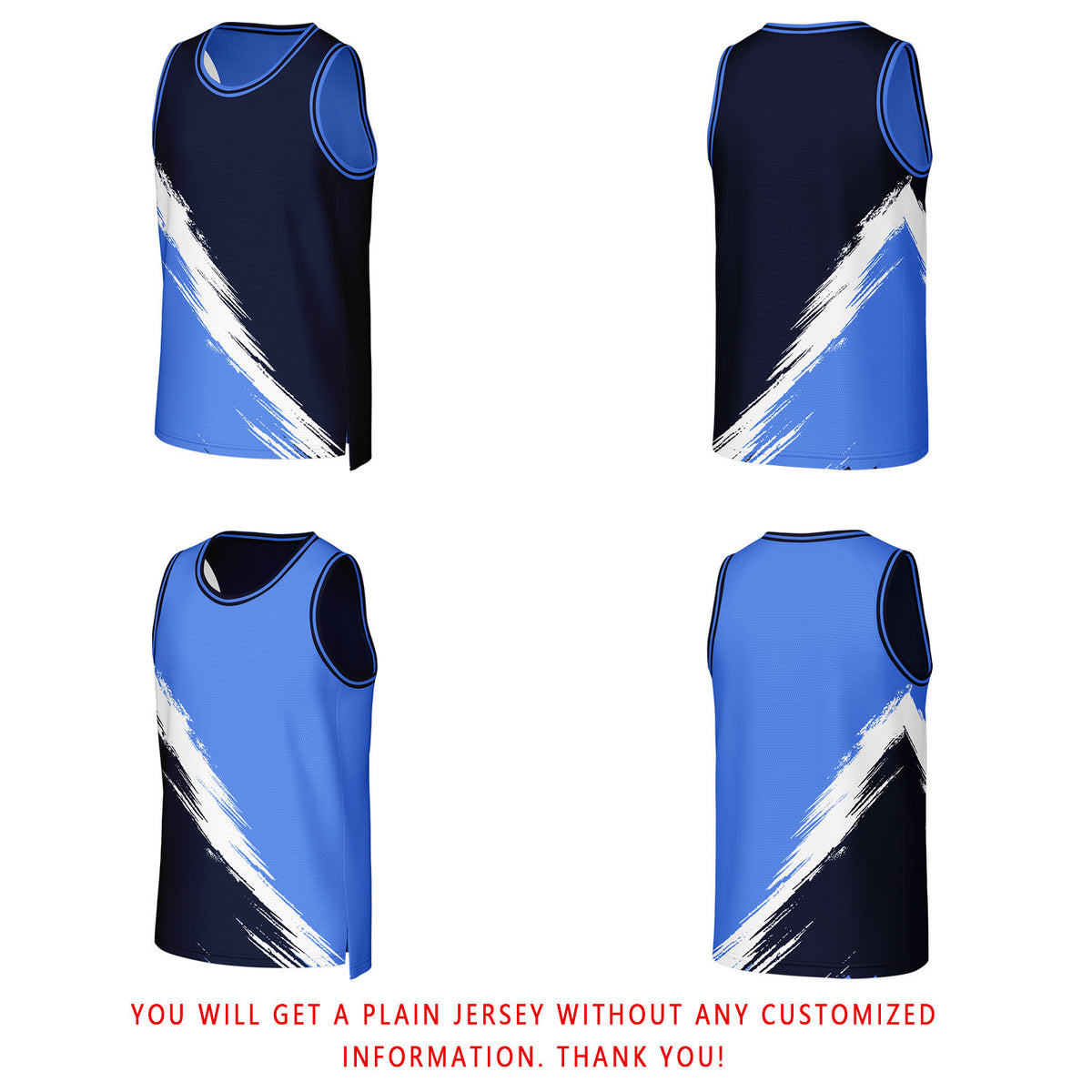 Custom Navy & Light Blue Brush Stroke Reversible Basketball Jersey | Personalized Team Uniforms for Adult & Youth