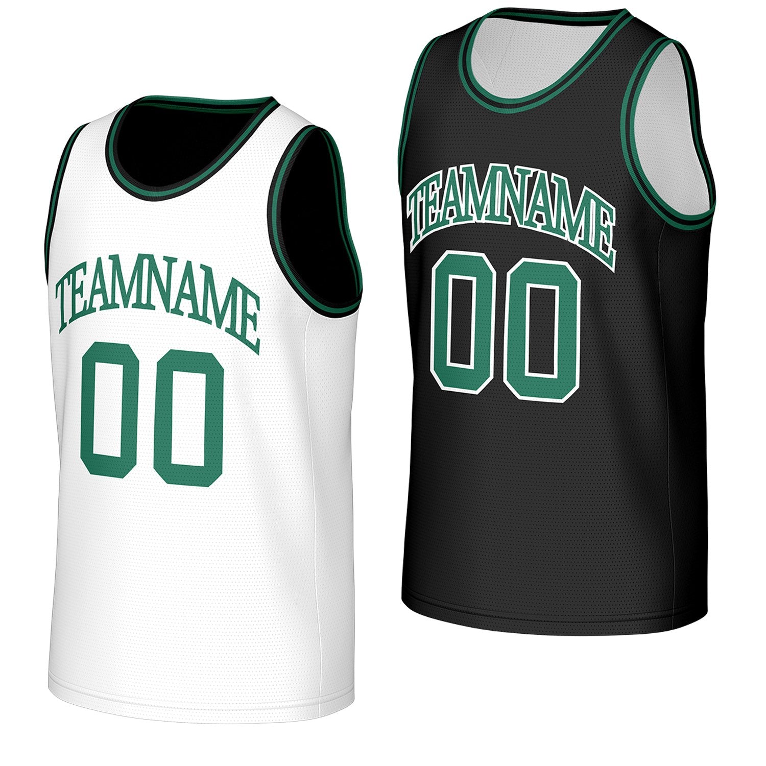 custom basketball jerseys for youth teams white black reversible by Vosoli, personalized team name, number & logo, breathable mesh dual sided basketball jersey for youth team games