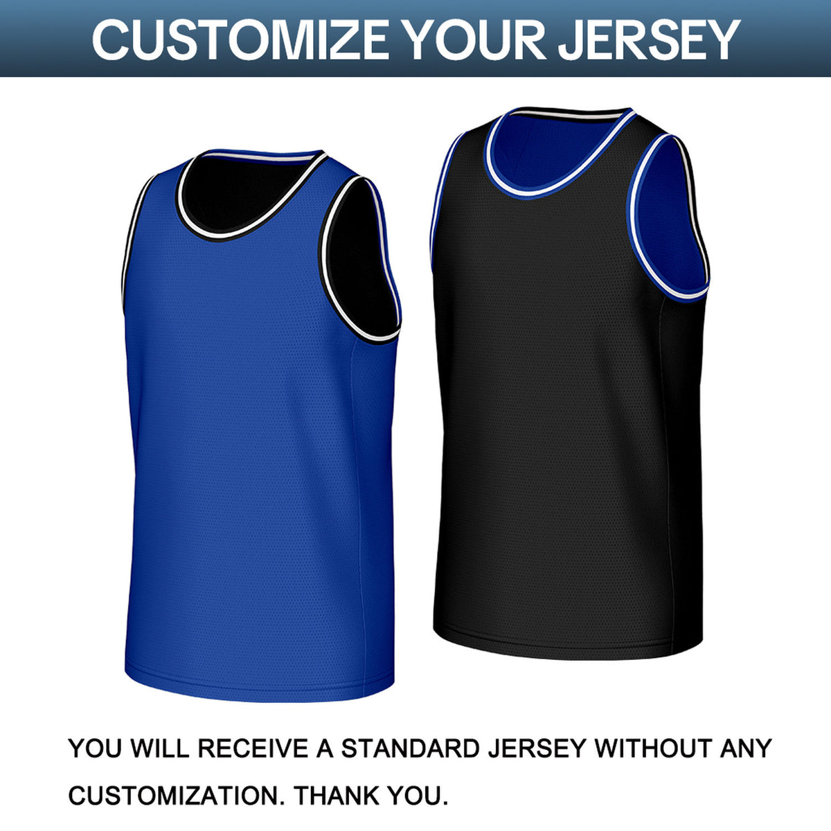 Custom Blue & Black Reversible Basketball Jersey | Personalized Sleeveless Mesh Jersey for Men Women Youth