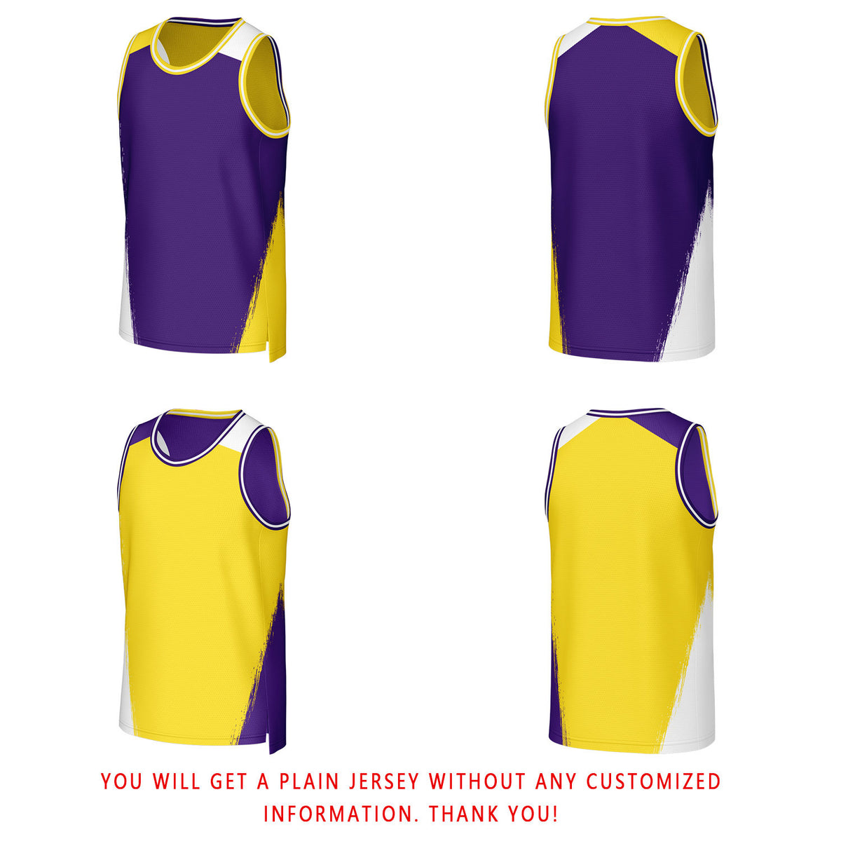 Custom Purple & Yellow Brush Stroke Reversible Basketball Jersey | Personalized Team Uniforms for Adult & Youth