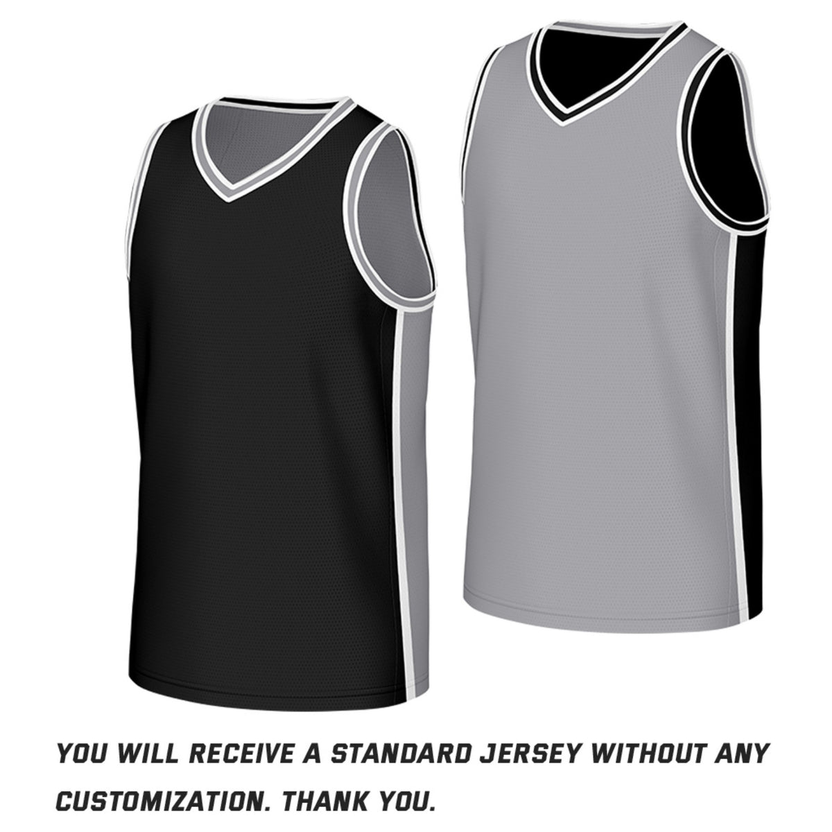 Custom Black & Gray Double Sided Basketball Jersey | Personalized Team Jerseys with Name Number Logo