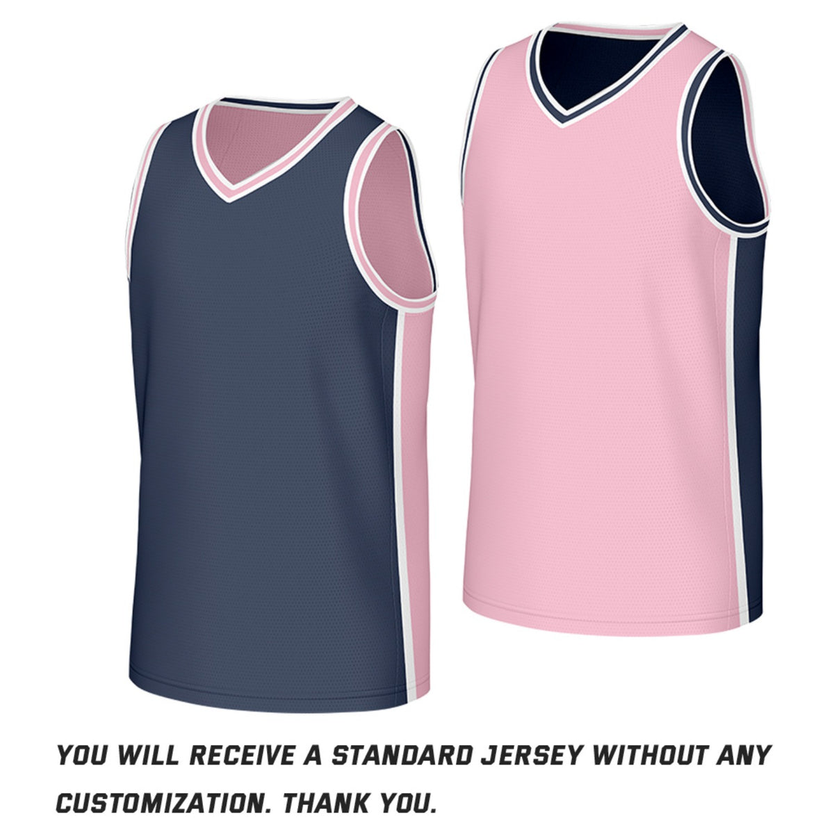 Custom Navy & Pink Reversible Basketball Jersey | Personalized Team Jerseys with Name Number Logo