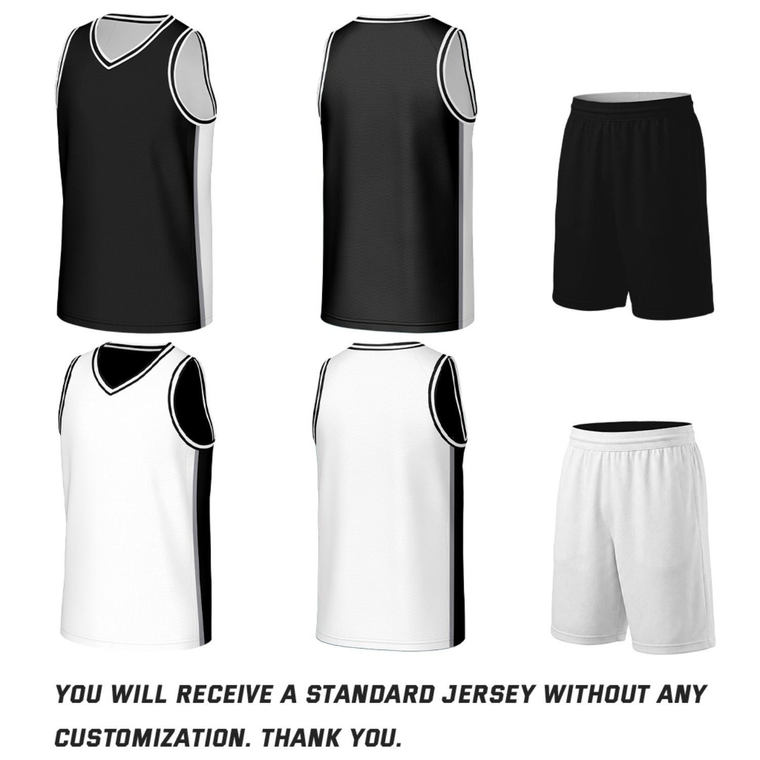 Custom Black & White Reversible Basketball Jersey & Shorts Set | Personalized Team Uniforms for Adult & Youth
