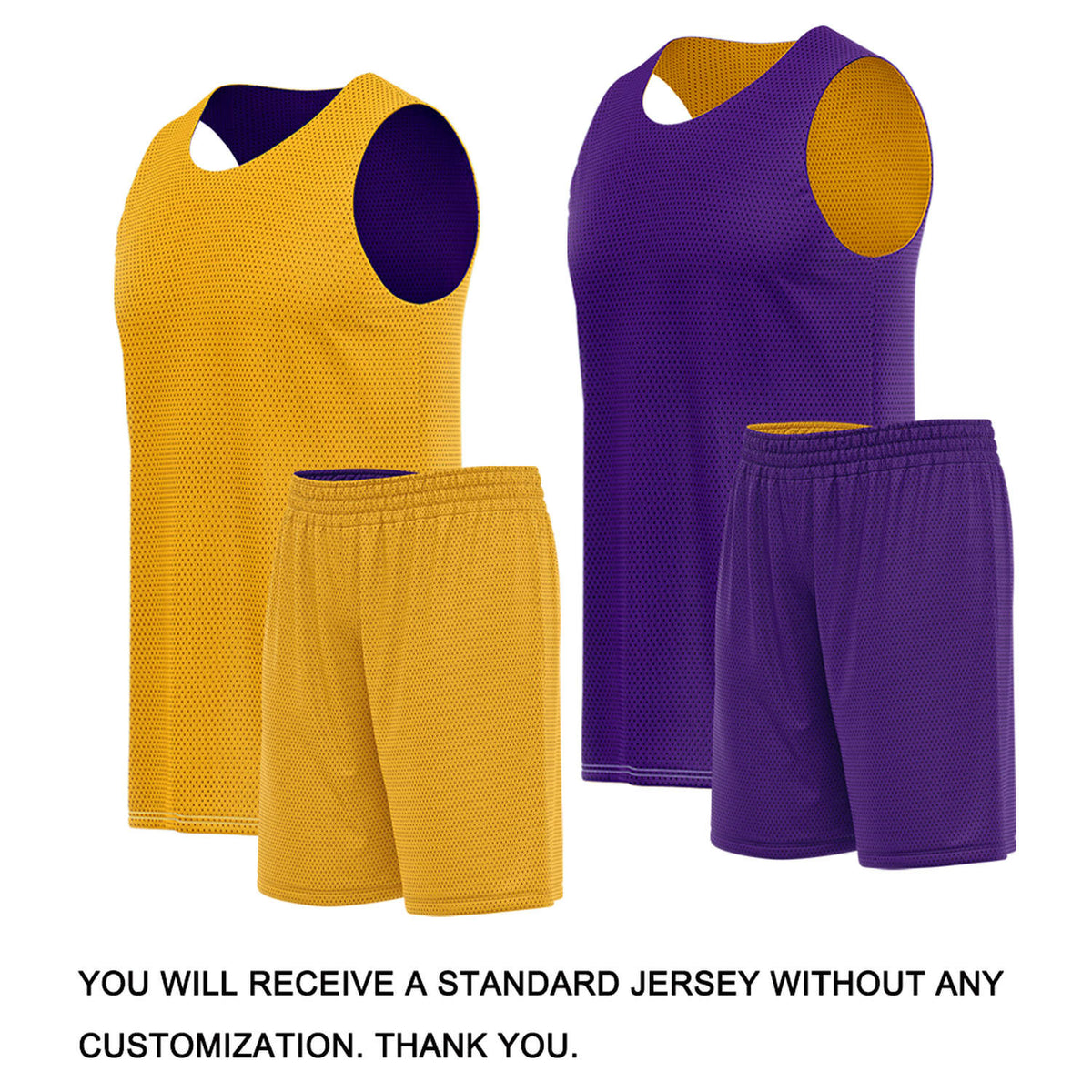 Custom Gold & Purple Reversible Basketball Uniform Set | Breathable Mesh Tank Top and Shorts