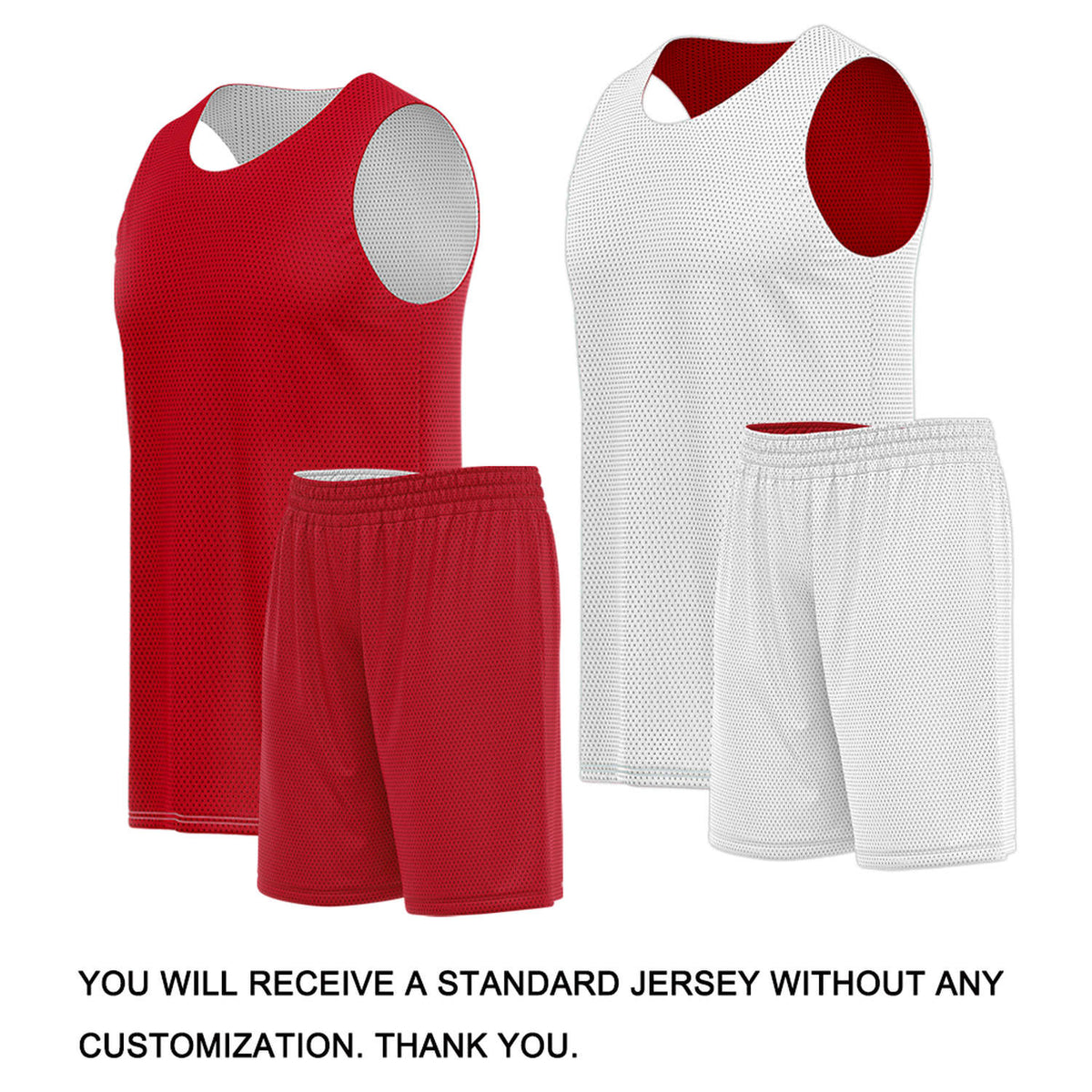 Custom Red & White Reversible Basketball Uniform Set | Breathable Mesh Tank Top and Shorts