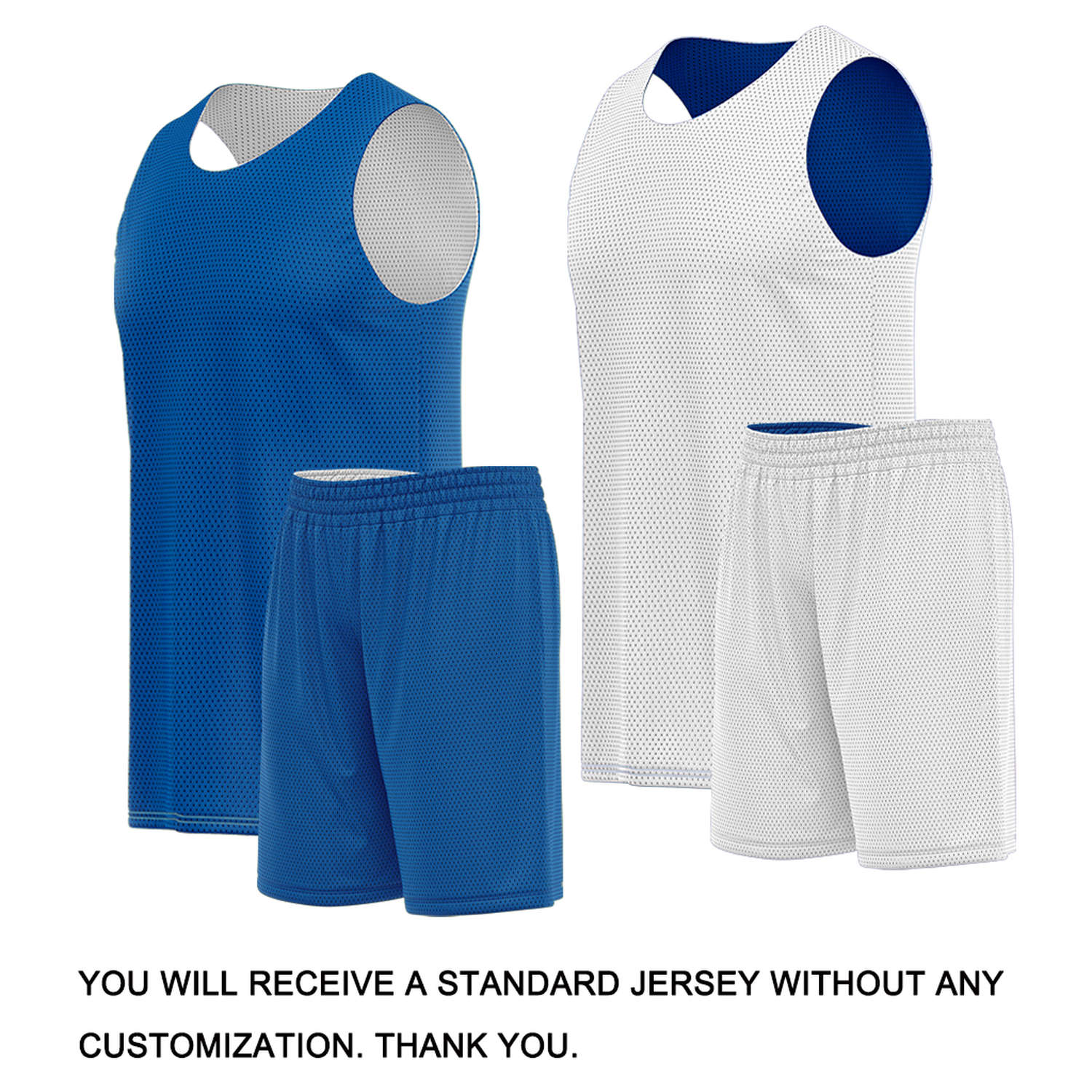 Custom Royal Blue & White Reversible Basketball Uniform Set | Breathable Mesh Tank Top and Shorts