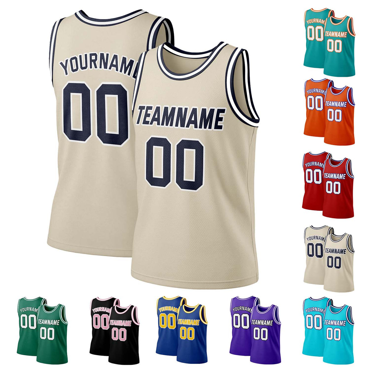 Custom Beige & Navy Mesh Basketball Jersey | Personalized Team Uniform