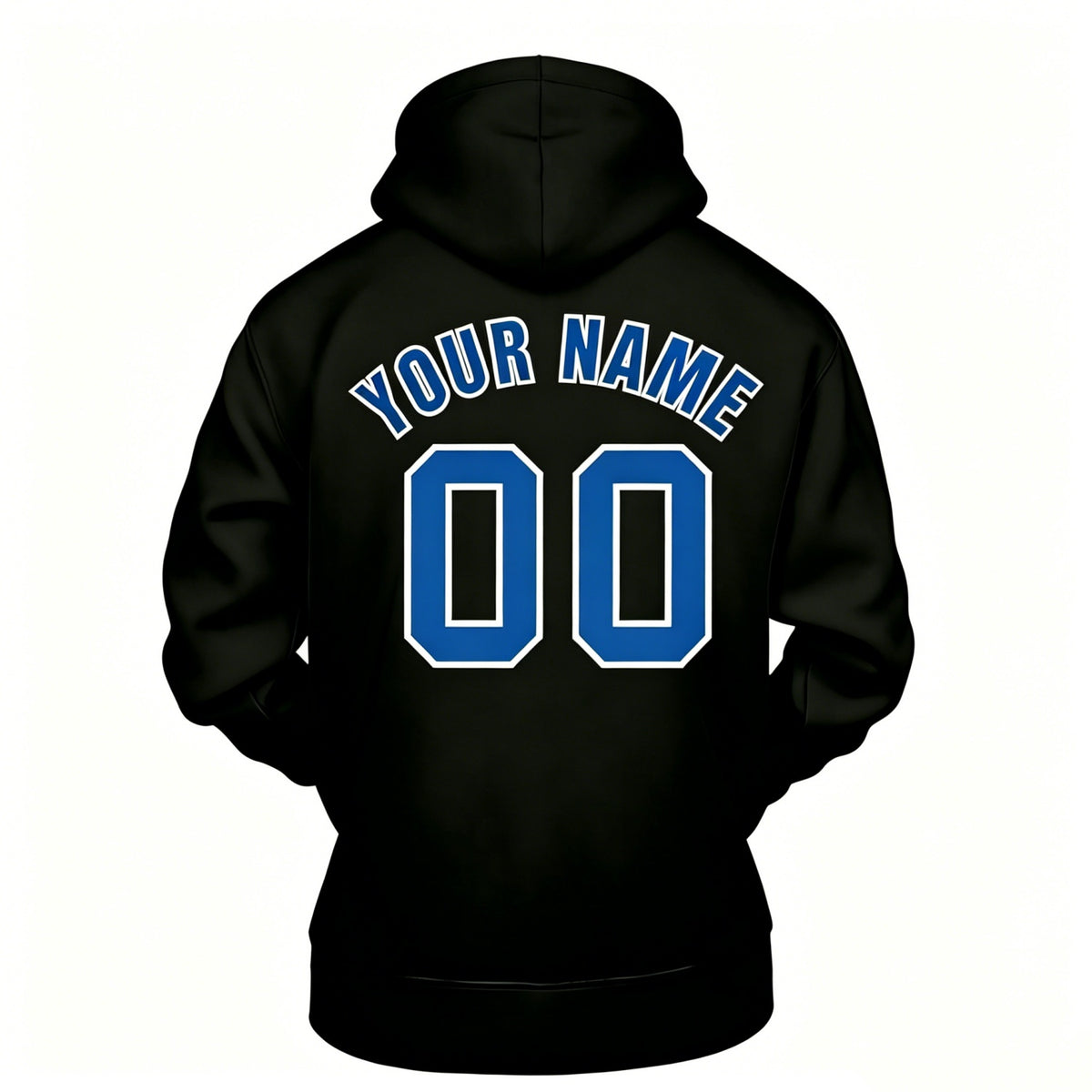 Custom Black & Blue Hoodie | Personalized Name & Number Sports Pullover | Vosoli