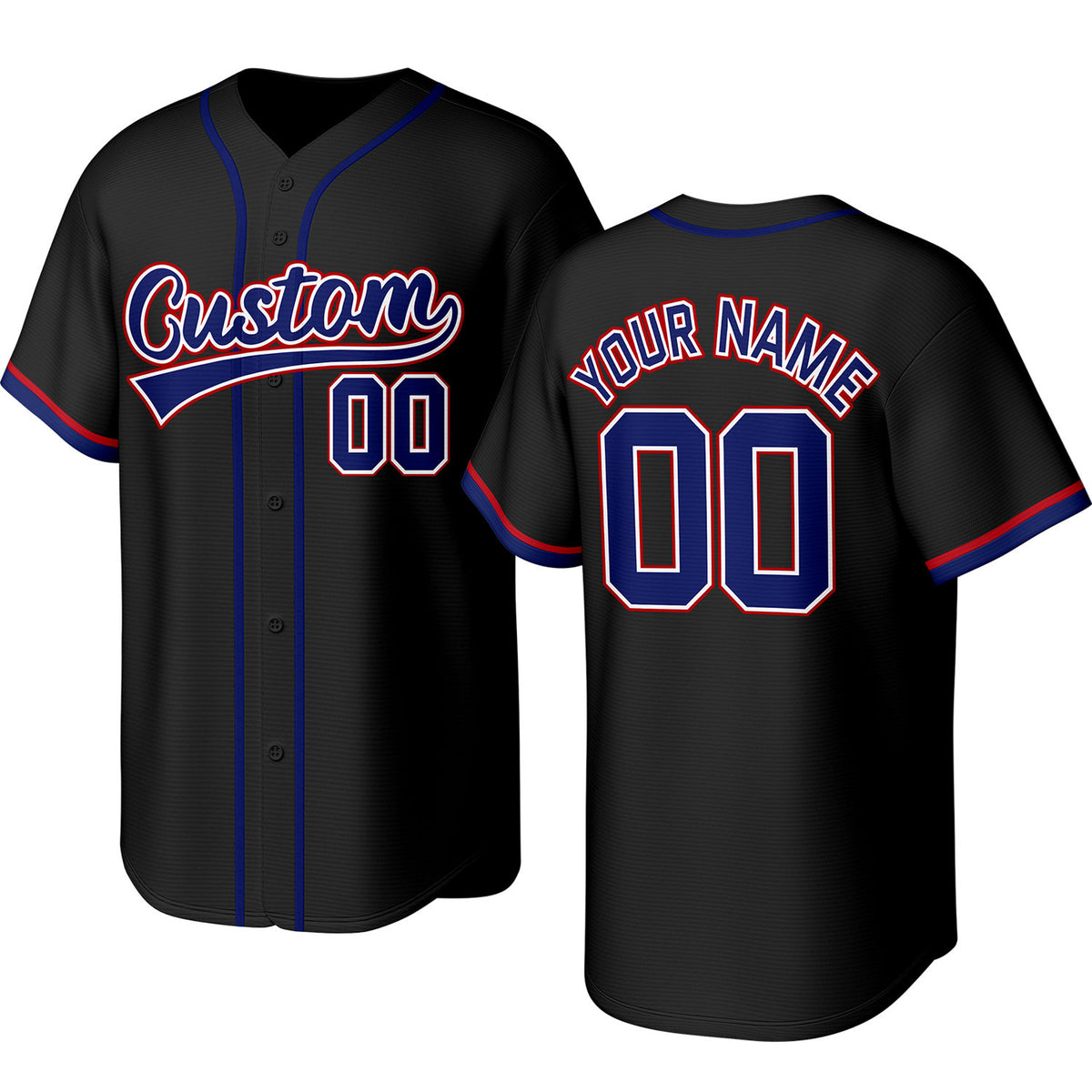 Custom black baseball jersey with stitched logo, personalized name &amp; number, button-front short-sleeve sports uniform for team men women youth game practice - Vosoli