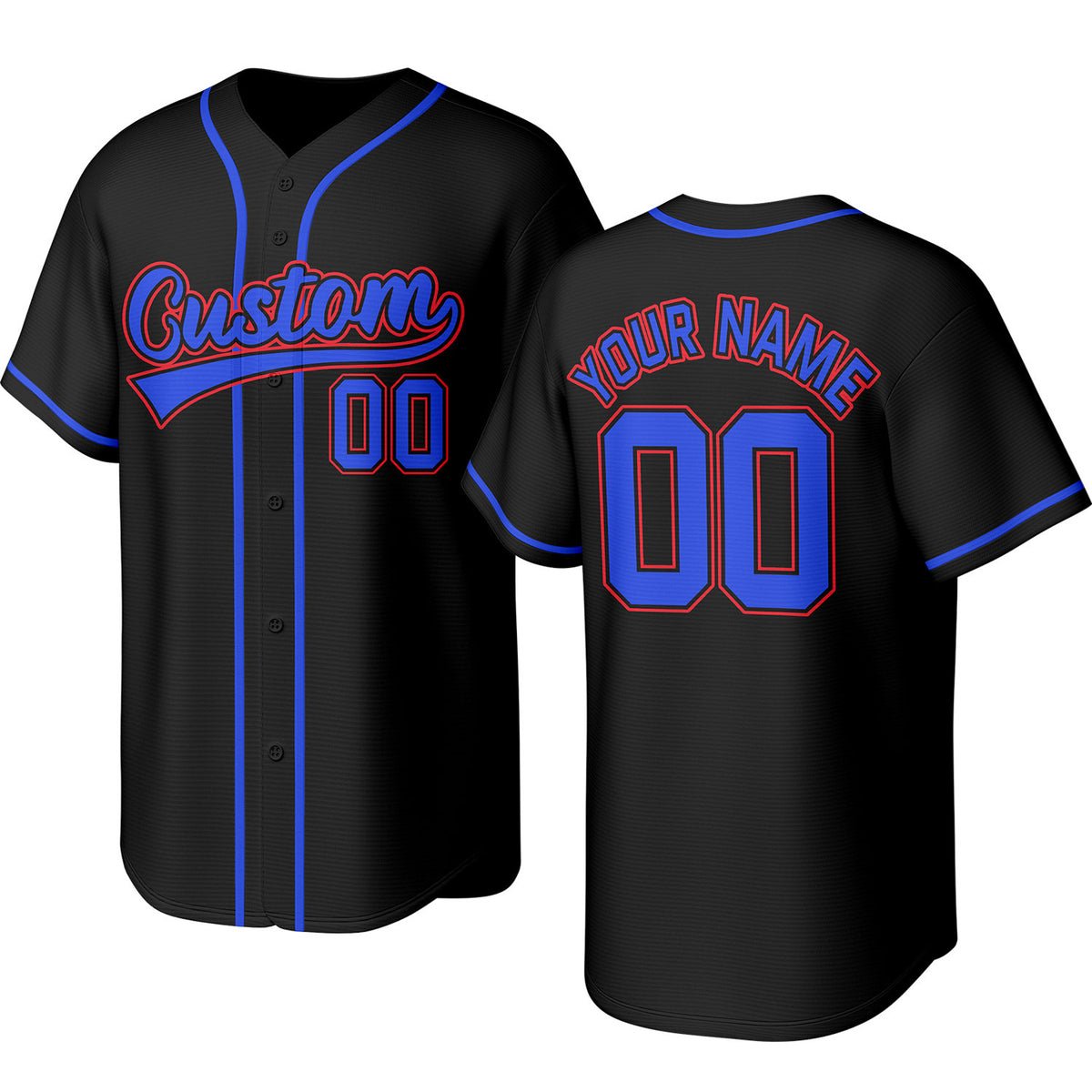 Custom black baseball jersey with stitched logo, personalized name &amp; number, button-front short-sleeve sports uniform for team men women youth game practice - Vosoli