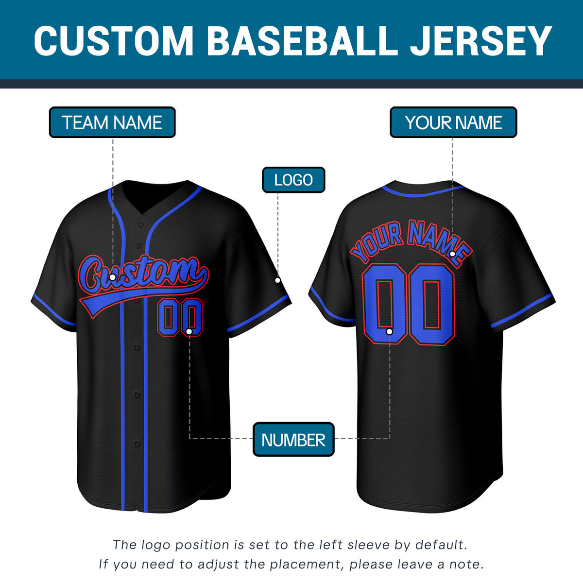 Custom Black Stitched Baseball Jersey | Personalized Name & Number | Team Uniform