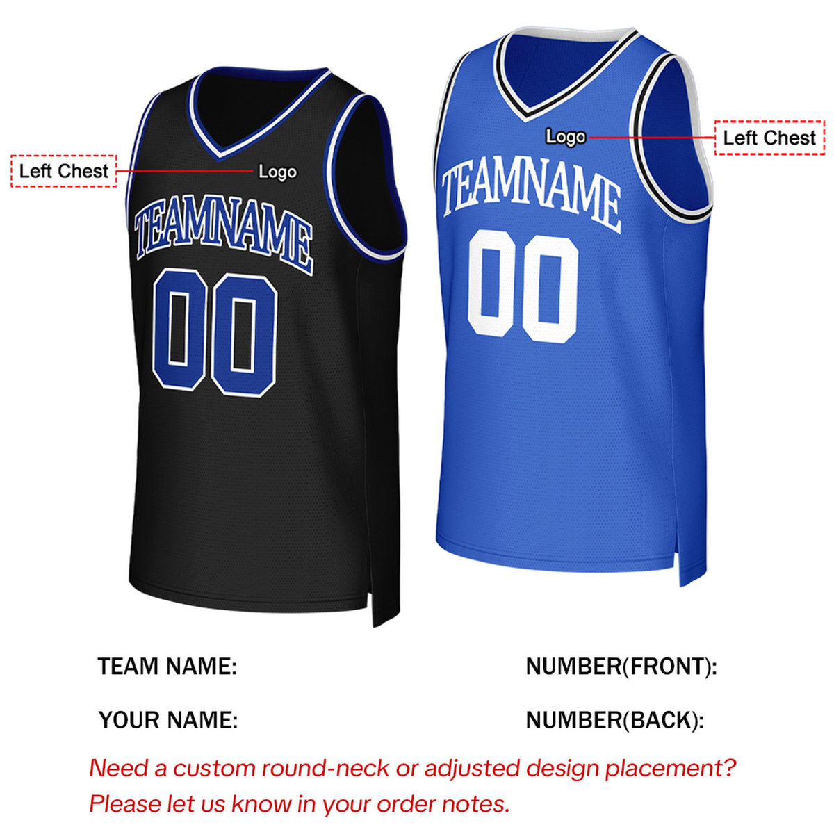 Custom Black & Blue Reversible Basketball Jersey | Personalized Team Uniform