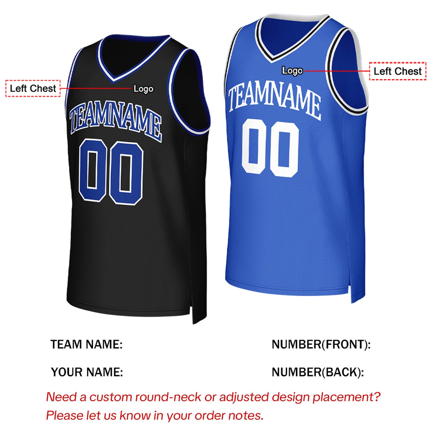 Custom Black & Blue Reversible Basketball Jersey | Personalized Team Uniform
