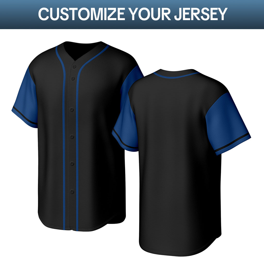 Custom Black & Blue Stitched Baseball Jersey | Personalized Name & Number | Team Uniform