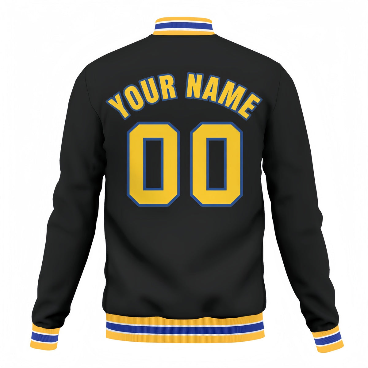 Custom Black & Gold Varsity Baseball Jacket | Personalized Team Name & Number