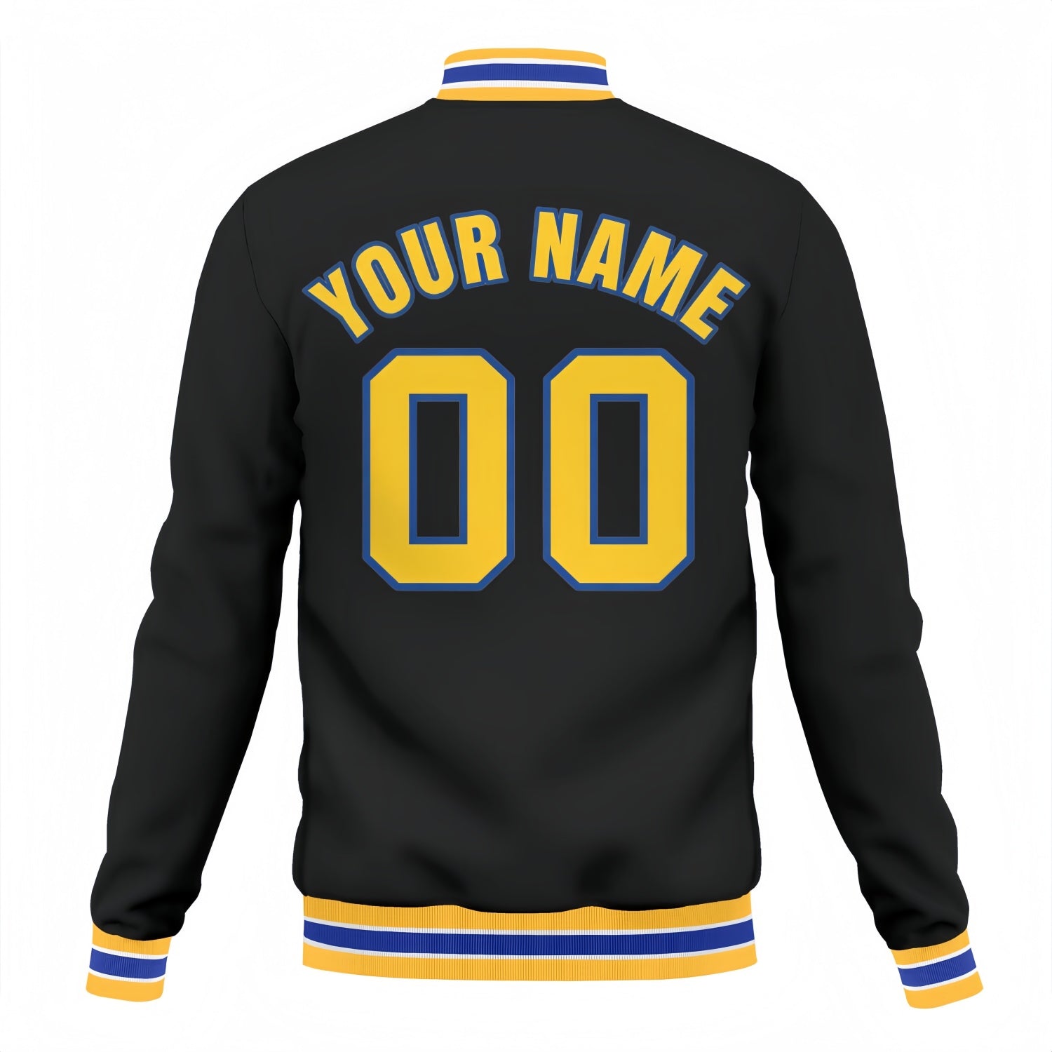 Custom Black & Gold Varsity Baseball Jacket | Personalized Team Name & Number