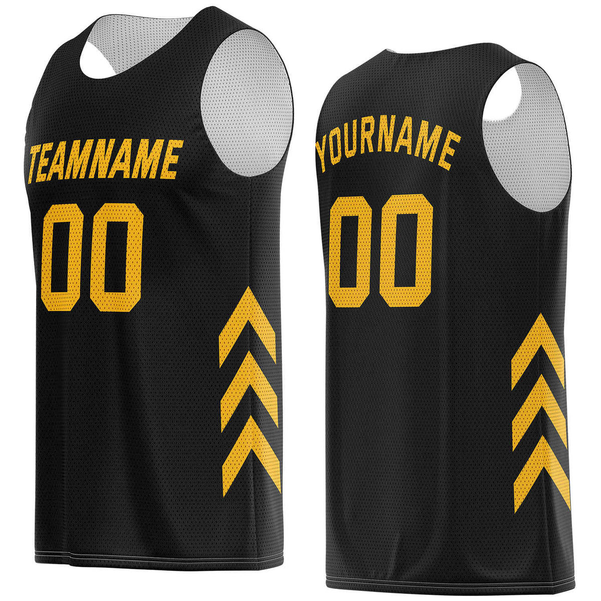 Custom Black &amp; Gold Chevron Basketball Jersey | Personalized Team Kit - Vosoli