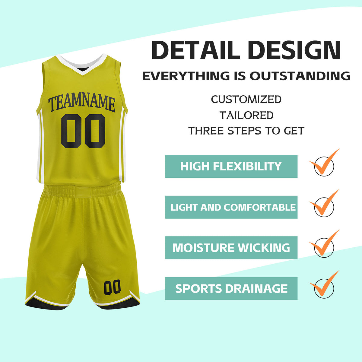 Custom Black & Gold Reversible Basketball Jersey Shorts Set | Personalized Full Vintage Team Uniform