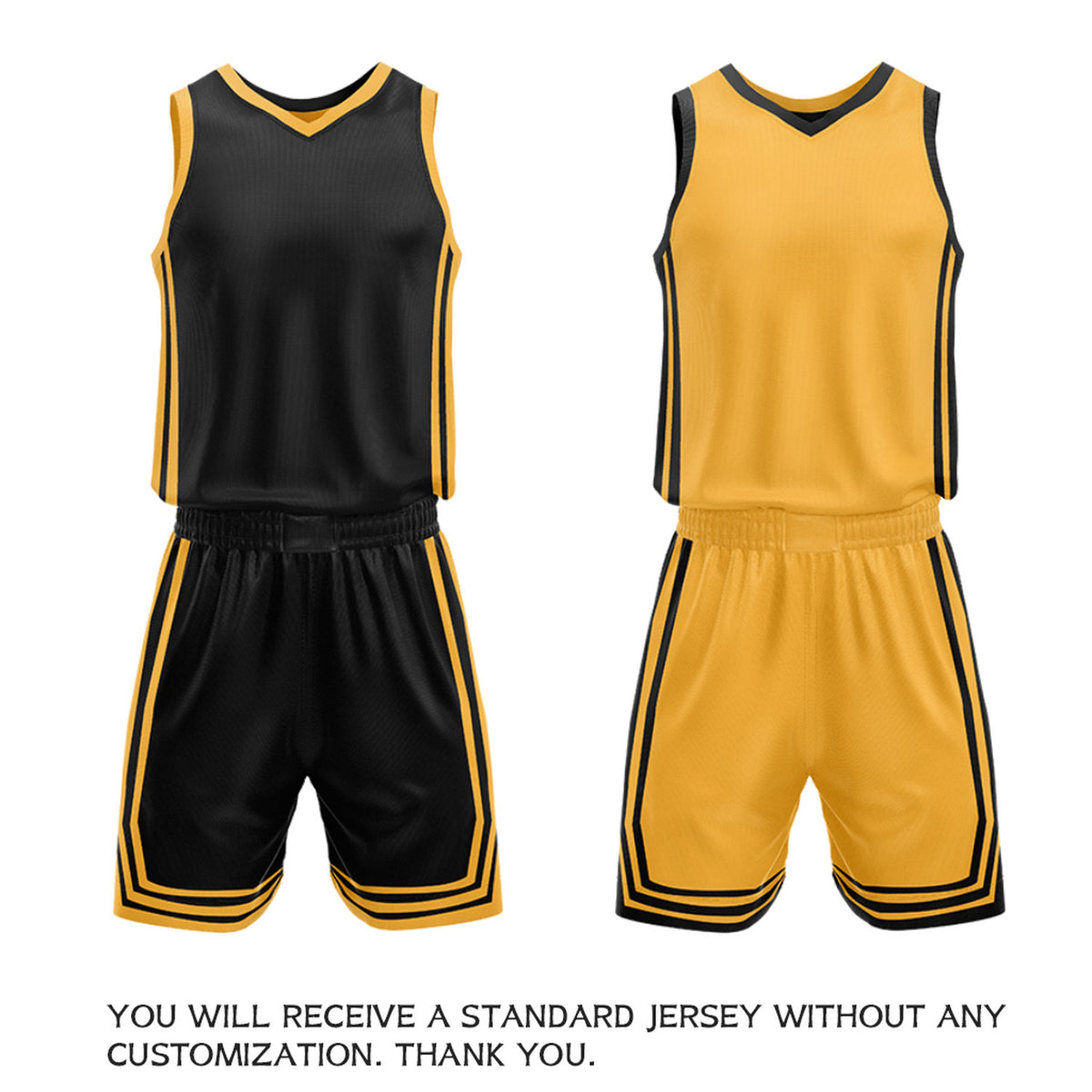 Custom Black & Gold Reversible Basketball Jersey Shorts Set | Personalized Full Vintage Team Uniform