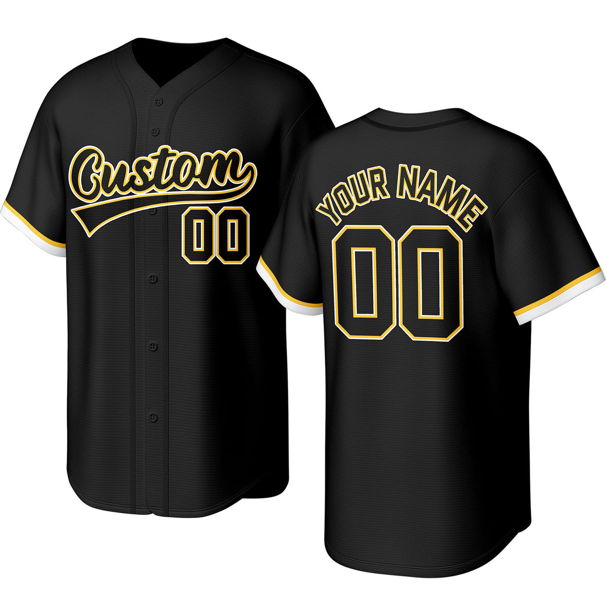 Custom black baseball jersey with stitched logo, personalized name &amp; number, button-front short-sleeve sports uniform for team men women youth game practice - Vosoli