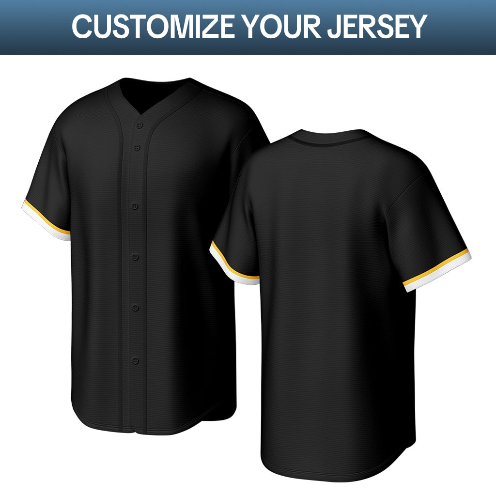 Custom Black Stitched Baseball Jersey | Personalized Name & Number | Team Uniform