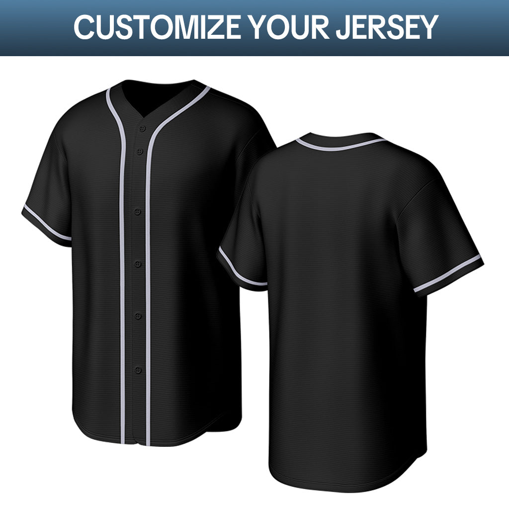 Custom Stitched Baseball Jersey Black Gray | Personalized Name & Number | Team Uniform