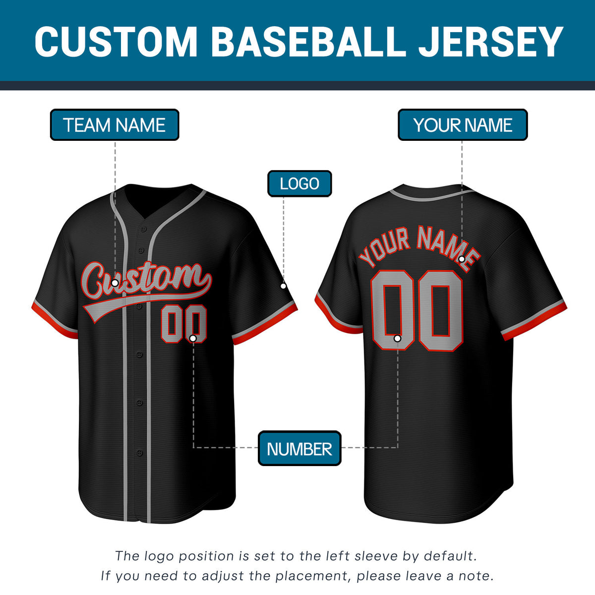 Custom Black Stitched Baseball Jersey | Personalized Name & Number | Team Uniform