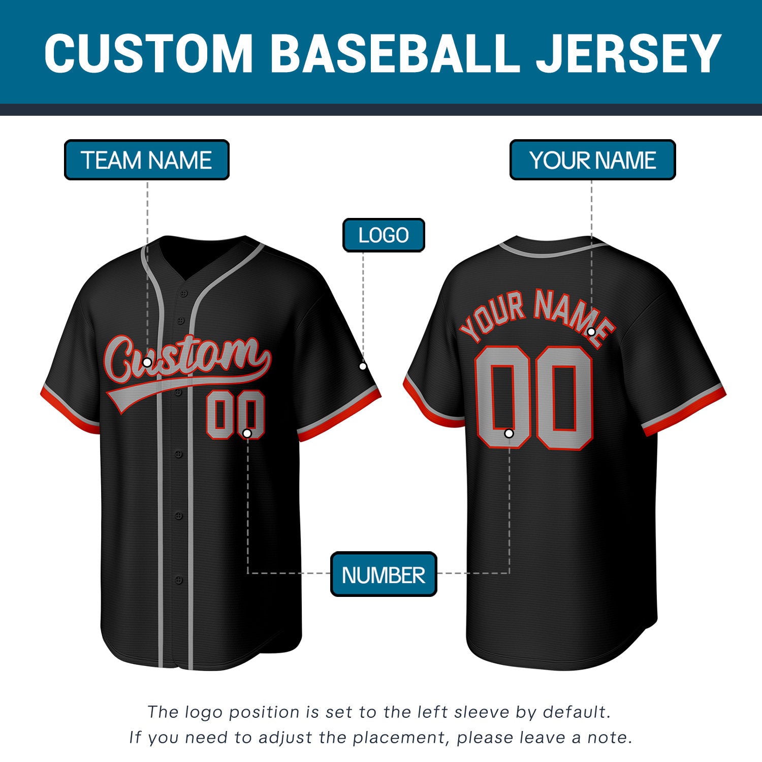 Custom Black Stitched Baseball Jersey | Personalized Name & Number | Team Uniform