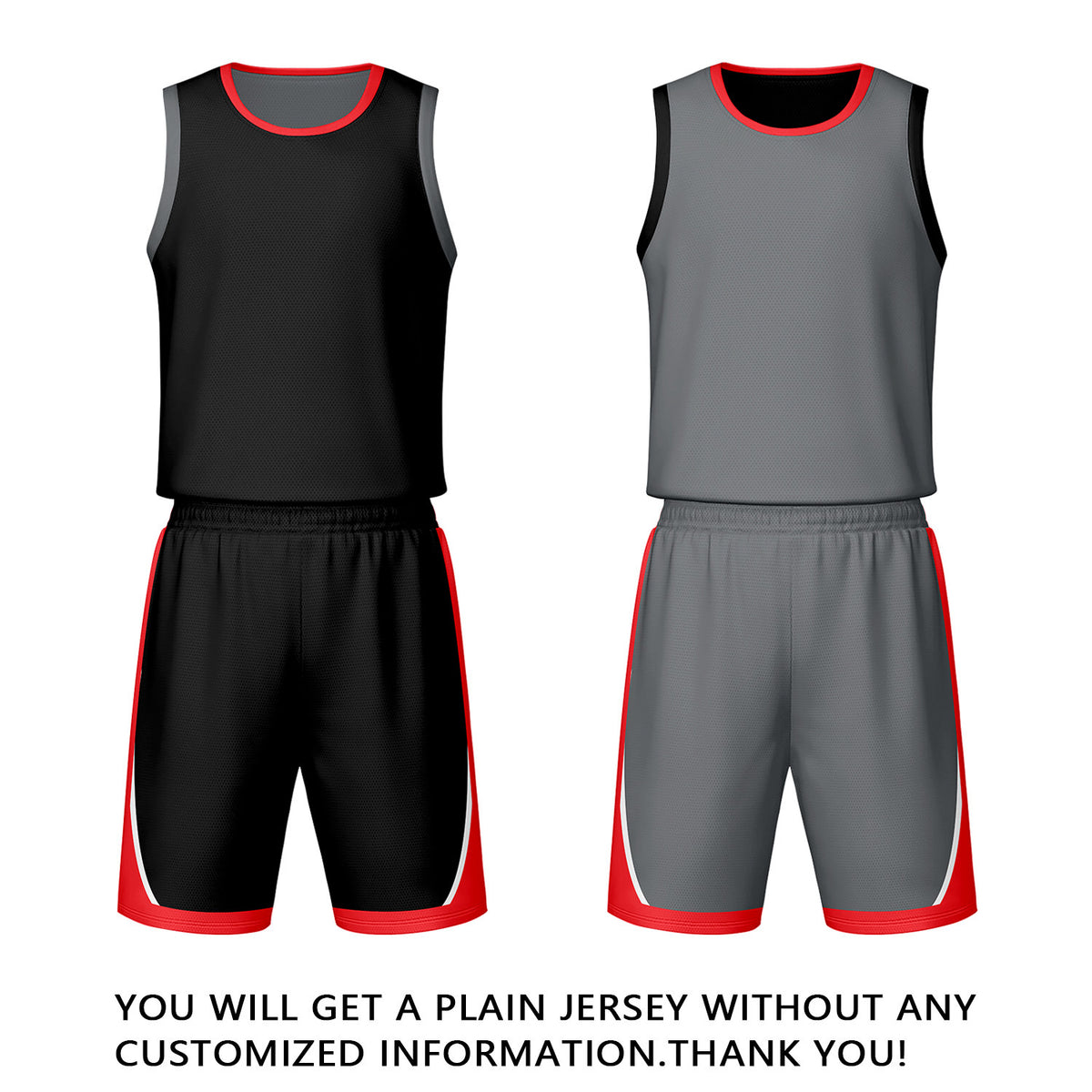 Custom Black & Gray Reversible Basketball Jersey Shorts Set | Personalized Team Uniform
