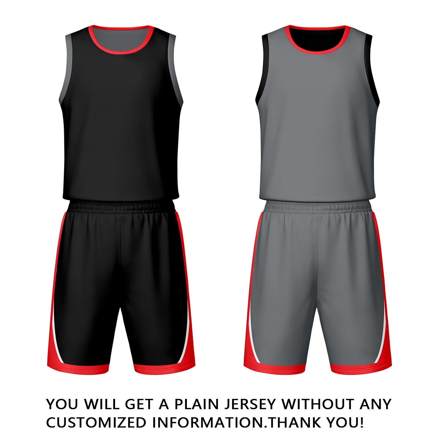 Custom Black & Gray Reversible Basketball Jersey Shorts Set | Personalized Team Uniform