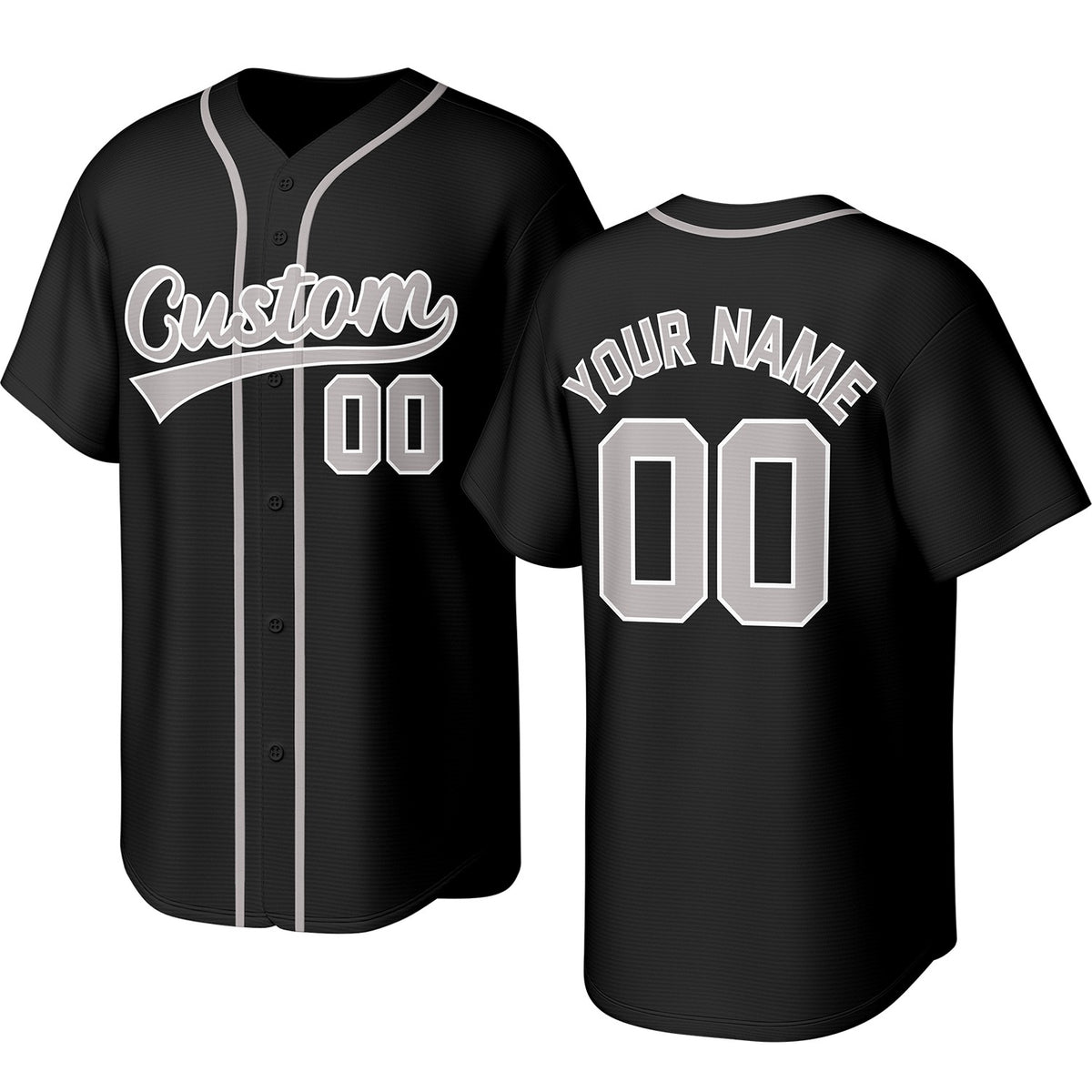 Custom black baseball jersey with stitched logo, personalized name &amp; number, button-front short-sleeve sports uniform for team men women youth game practice - Vosoli