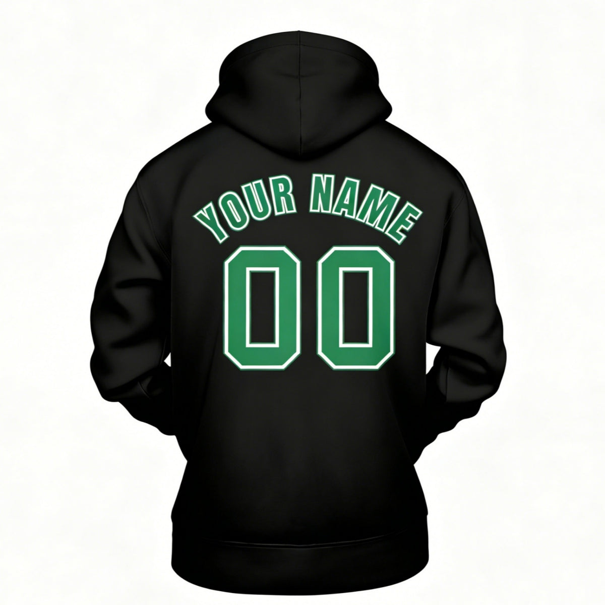 Custom Black & Green Hoodie | Personalized Name & Number Sports Pullover | Vosoli