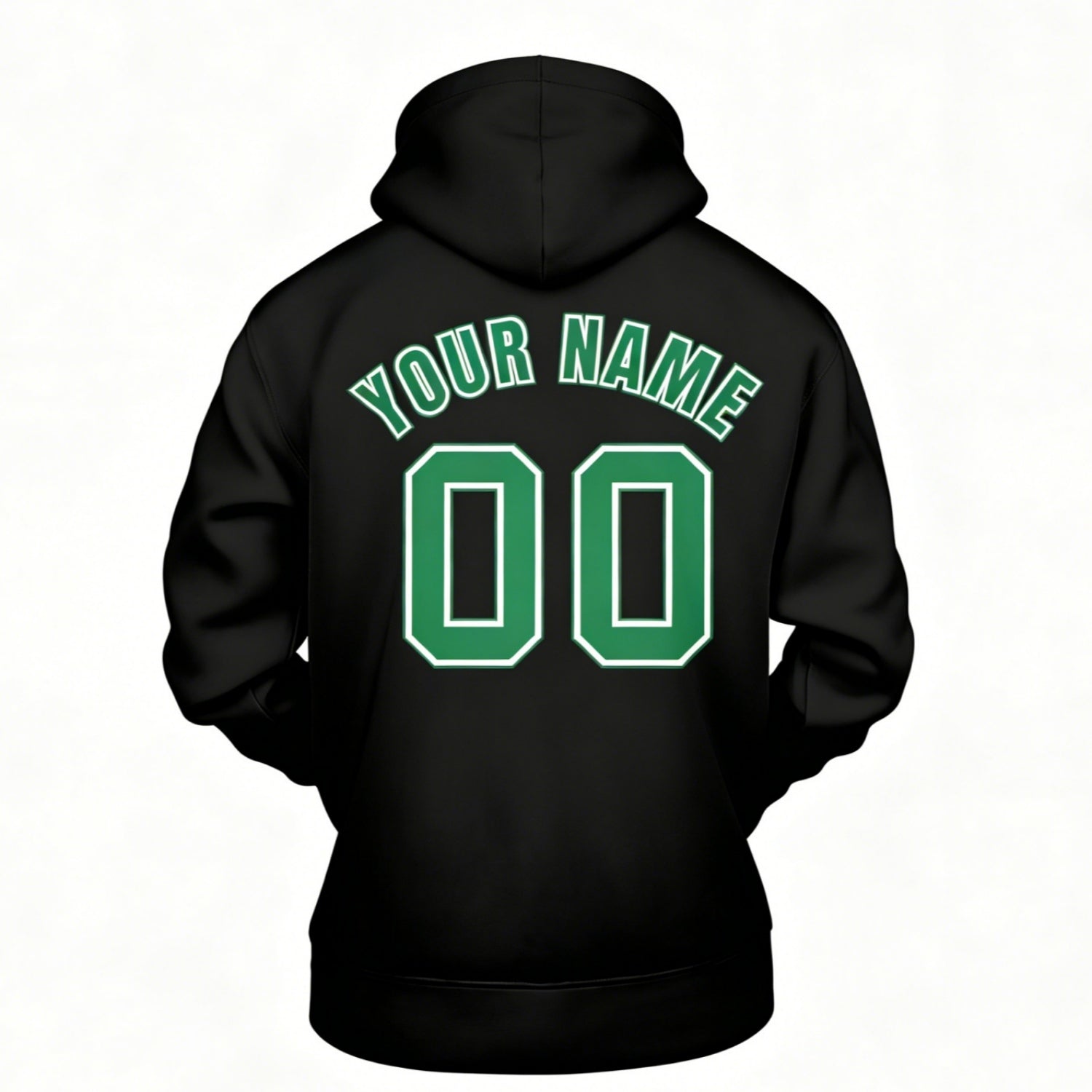 Custom Black & Green Hoodie | Personalized Name & Number Sports Pullover | Vosoli