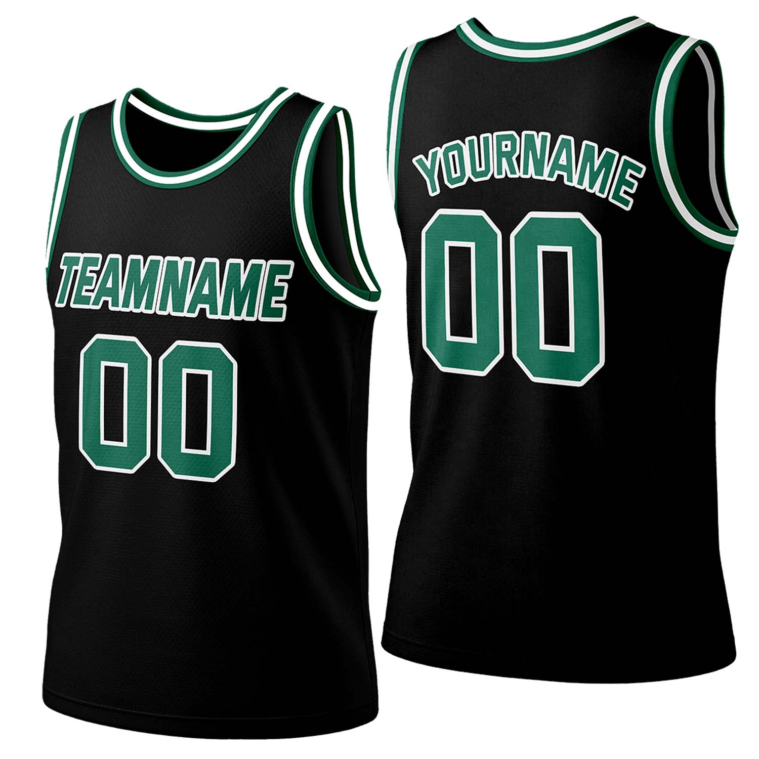 Custom black-green mesh basketball jersey by Vosoli | Personalized name & number team uniform for youth & adults