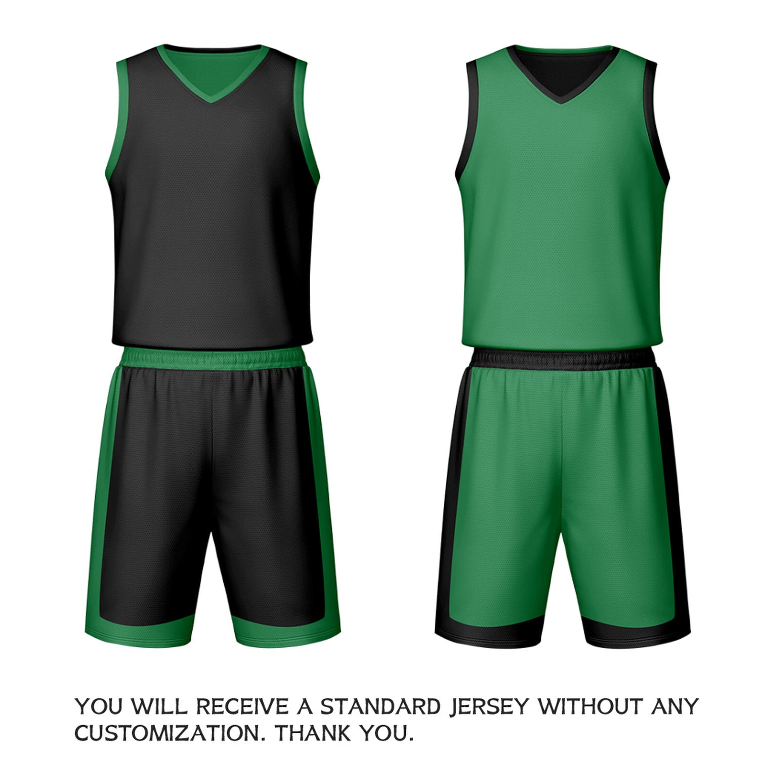 Custom Black Green Reversible Basketball Jersey Set | Personalized Name Number Mesh Sports Uniform