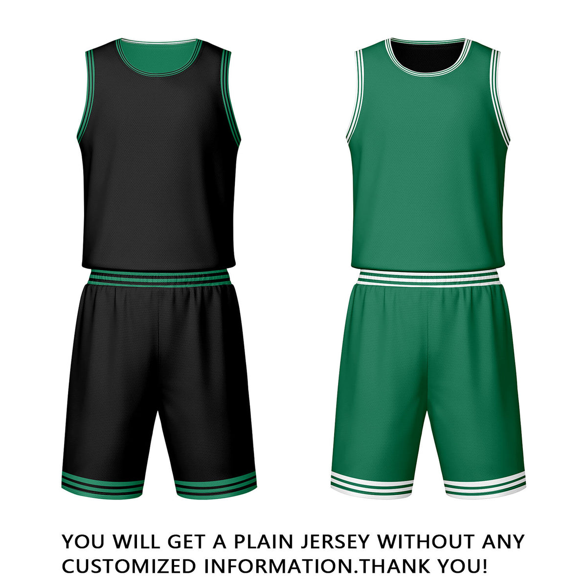 Custom Black Green Reversible Basketball Jersey Set | Personalized Name Number Mesh Sports Uniform