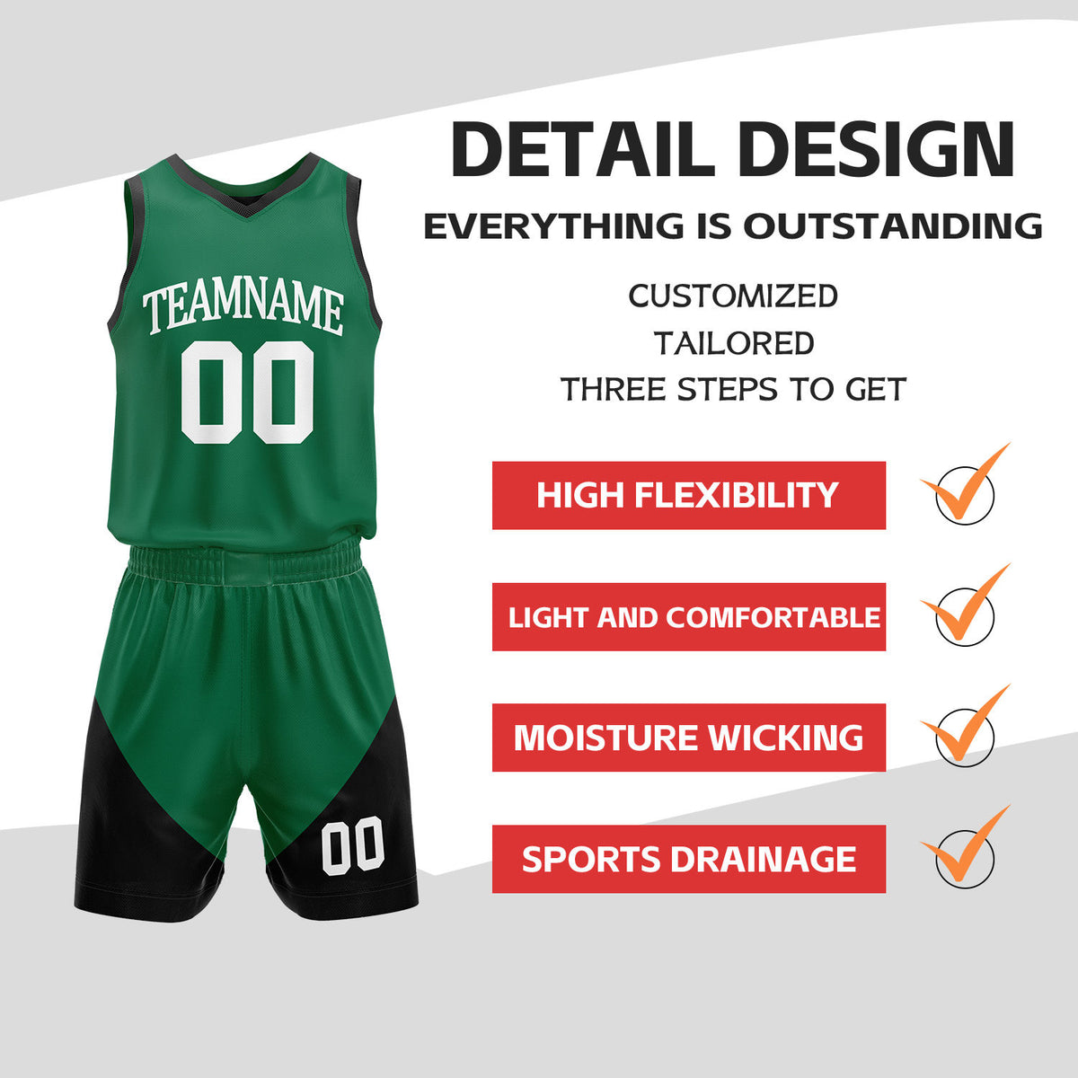 Custom Black & Green Reversible Basketball Uniform Set | Personalized Name Number Sports Jersey Shorts Kit