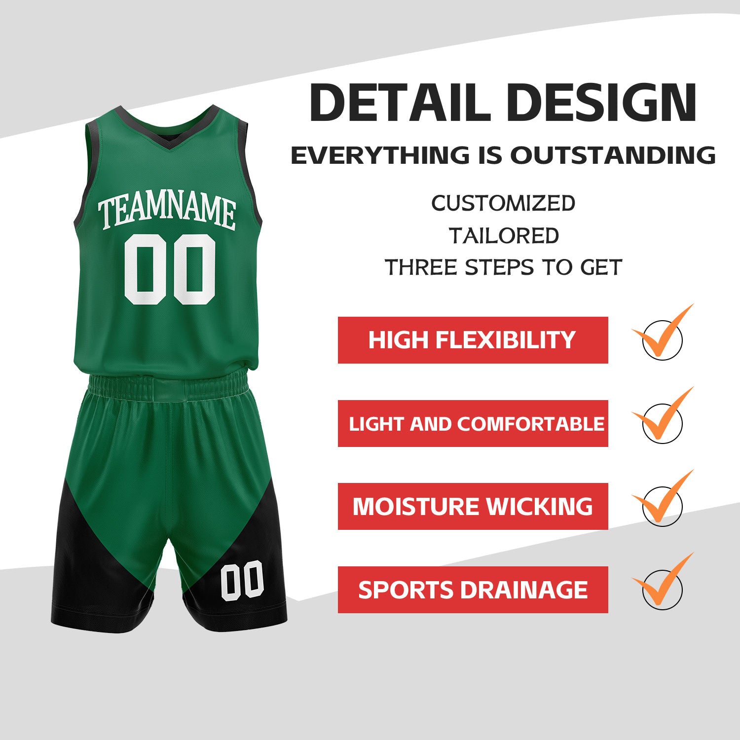 Custom Black & Green Reversible Basketball Uniform Set | Personalized Name Number Sports Jersey Shorts Kit