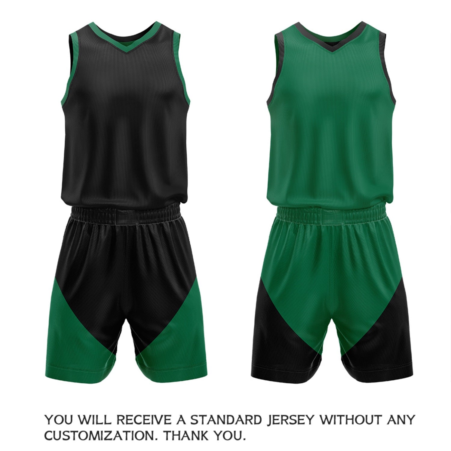 Custom Black & Green Reversible Basketball Uniform Set | Personalized Name Number Sports Jersey Shorts Kit