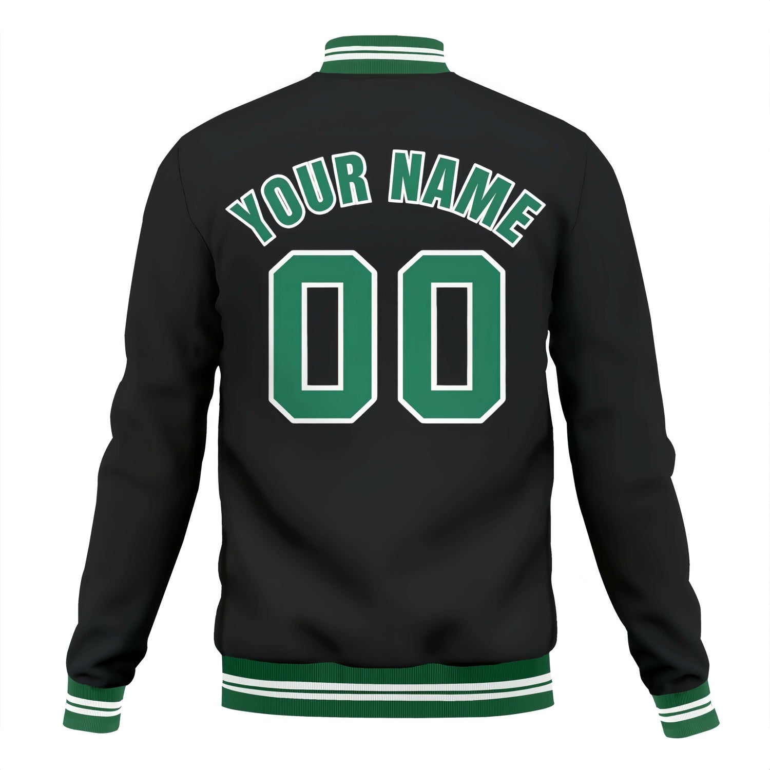Custom Black & Green Varsity Baseball Jacket | Personalized Team Name & Number