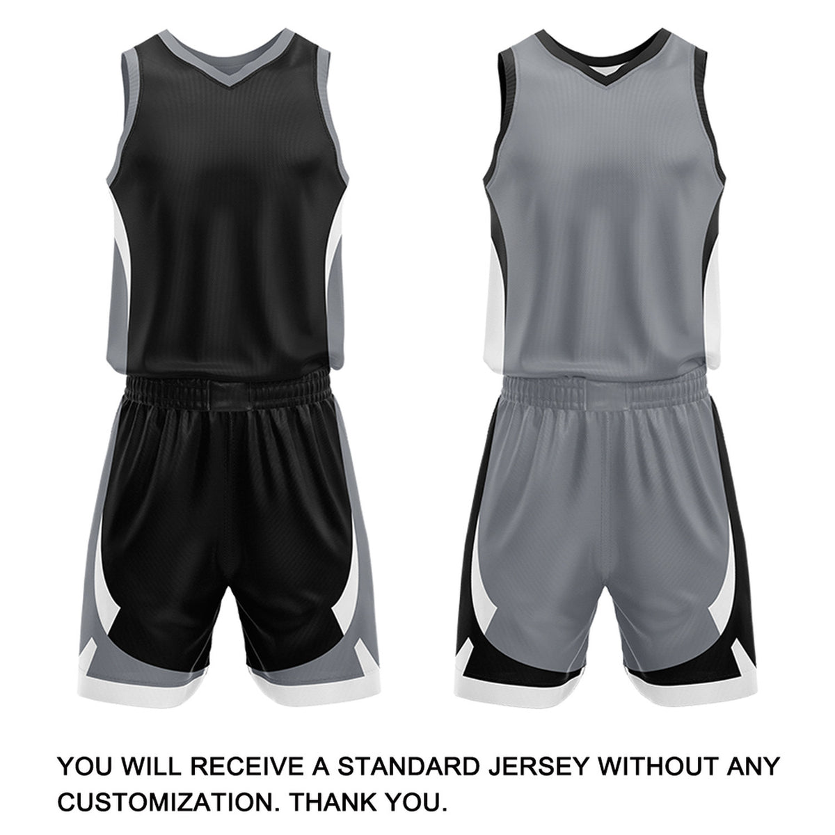 Custom Black Grey Reversible Basketball Jersey Set | Personalized Name Number Mesh Sports Uniform