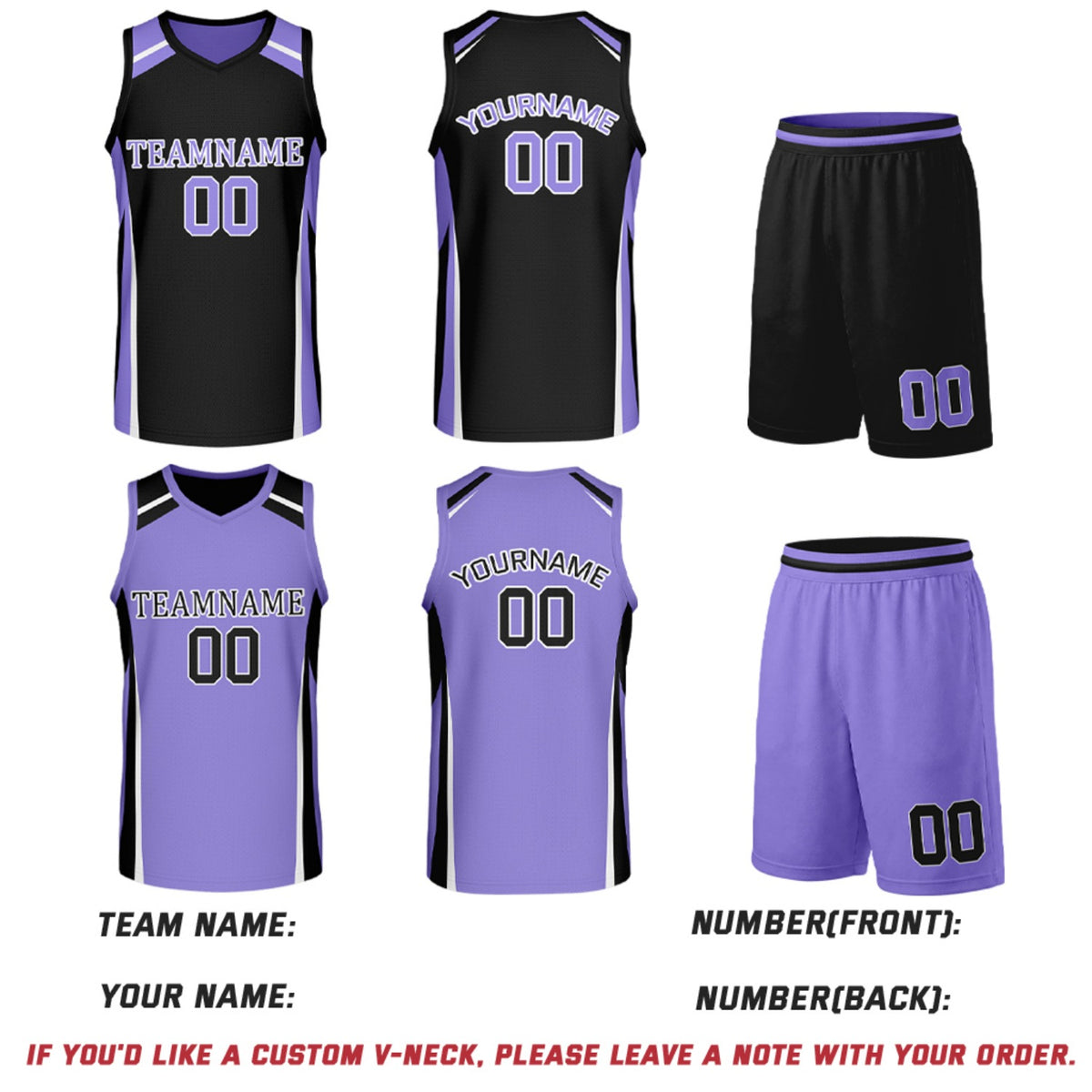 Custom Black & Lavender Reversible Basketball Jerseys | Personalized Team Uniforms Set for Men Women