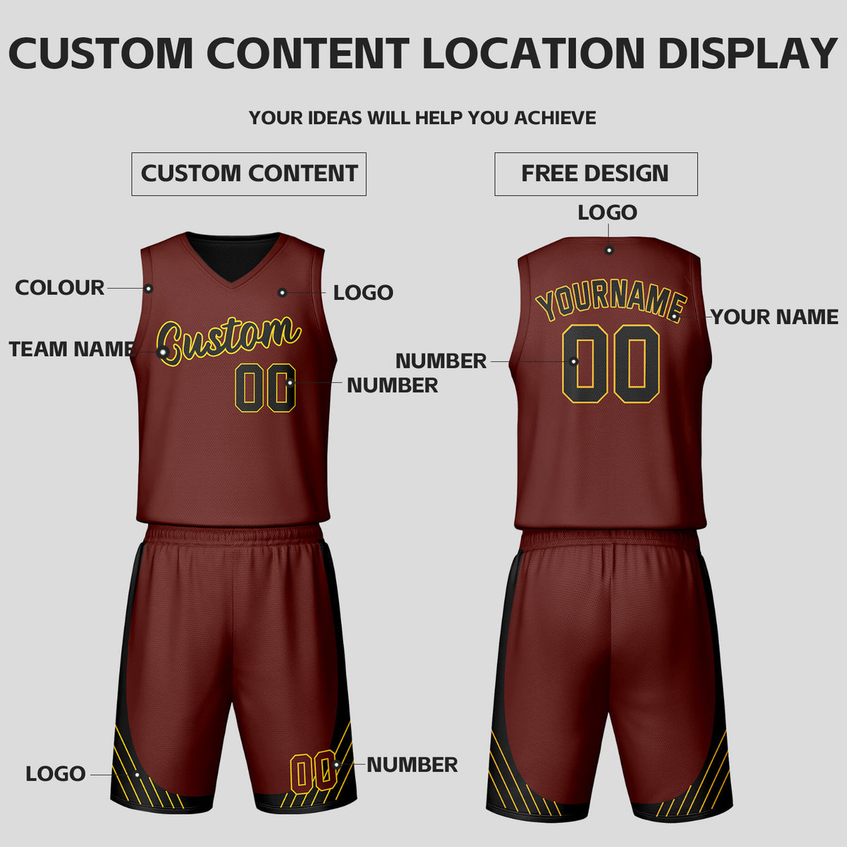Custom Black Maroon Reversible Basketball Jersey Set | Personalized Name Number Mesh Sports Uniform