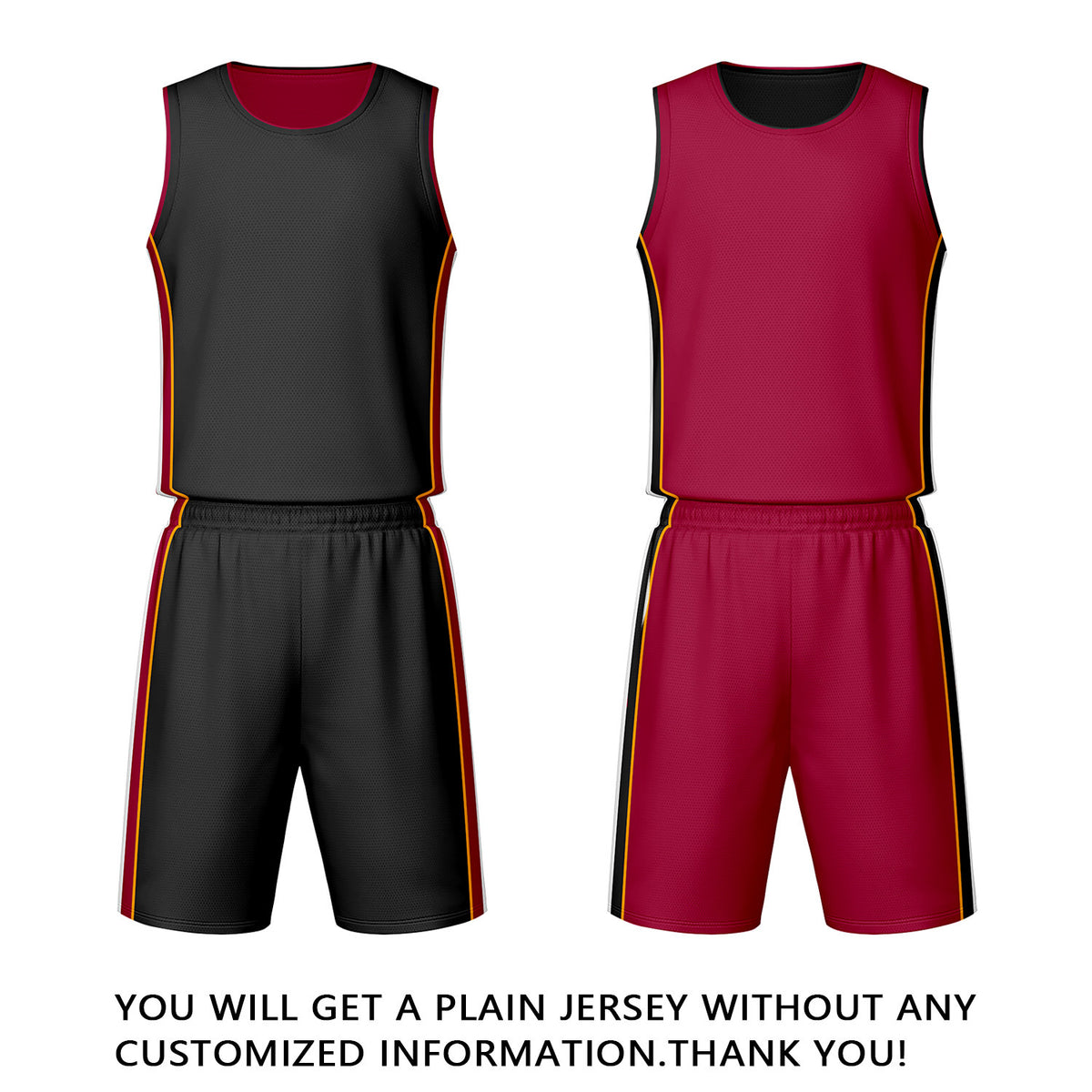 Custom Black & Maroon Reversible Basketball Jersey Shorts Set | Personalized Team Uniform