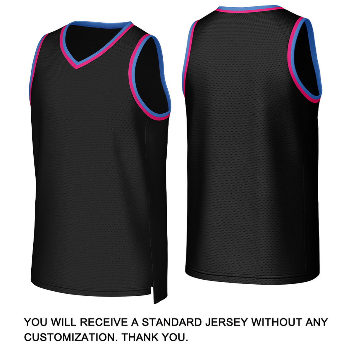 Custom Black & Pink-Blue Basketball Jersey | Personalized Name & Number Team Uniform