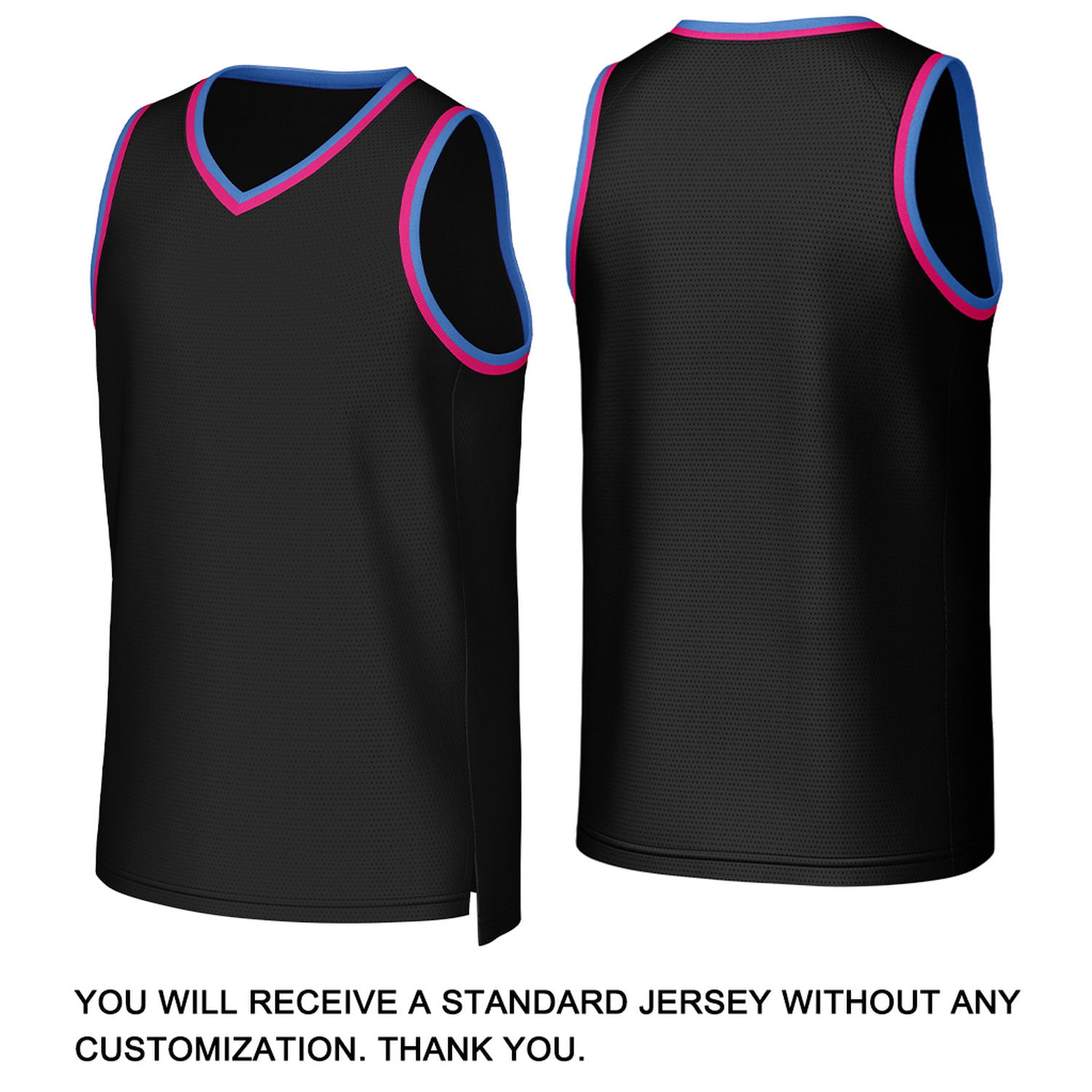 Custom Black & Pink-Blue Basketball Jersey | Personalized Name & Number Team Uniform