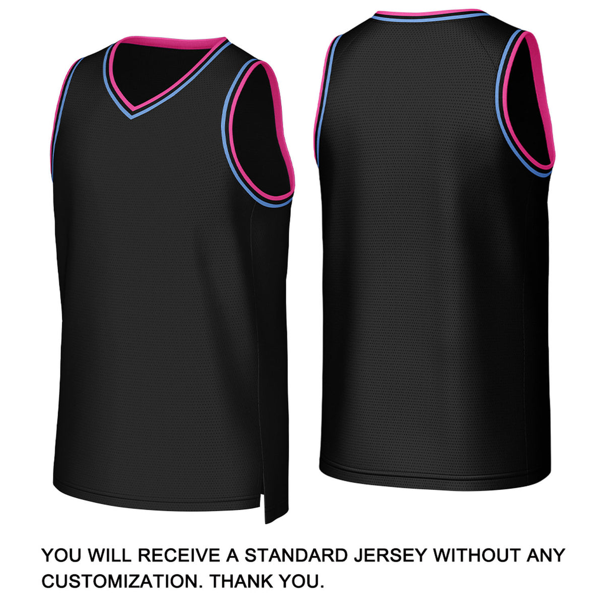Custom Black & Pink-Blue Basketball Jersey | Personalized Name & Number Team Uniform
